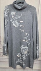 NEW Style & Co Women&rsquo;s M Embroidered Sparkle Knit Turtleneck Sweater Dress Gray