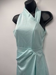 Women&rsquo;s Side Zip Sleeveless V Neck Solid Teal Green Dress Size Not Available