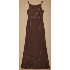 Betsy & Adam Caché Maxi Dress Womens 6 Bronze Metallic Shimmer Rhinestone Vtg