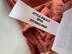 Madewell LG Orange Lightspun Cuff-Sleeve Button-Front Tiered Gauzy Mini Dress