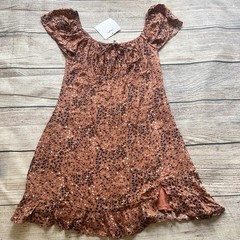NWT Sweet Pot Terracotta Fall Mini Dress Womens 10 Polka Dot Milkmaid Autumn