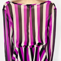 Va Va Voom Purple Striped Deep V-Neck Maxi Dress Long Sleeve Size L