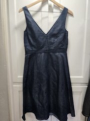 GAP Denim Blue Solid Denim V-Neck Sleeveless A-Line Dress Pockets, Sz 2