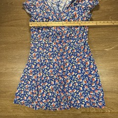 Band of Gypsies Floral Mini Dress Women’s Large Blue Rose Lace Up Back Boho