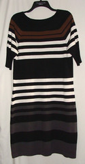 Black Brown & White STRIPE Short Sleeve SWEATER DRESS Sz XL by ALLISON BRITTNEY