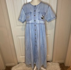 Vintage Warner Brothers Looney Tunes Denim Maxi Dress Sylvester & Tweety 4