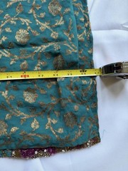 Stunning Teal Indian Embroidered Beaded Silk Dress, Handmade, Size Small