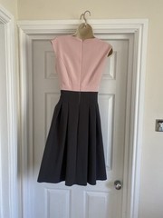 EXQUISITE PHASE EIGHT SIZE 10 USA 6 SOFT BLUSH & BLACK FIT &FLARE PARTY DRESS