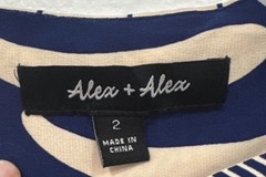 Alex + Alex Bold Abstract Print Stretch Dress Sz 2 Art To Wear Coastal Glam Chic