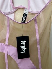 Dolls Kill Forplay pink mesh dress with adjustable straps and panty new w/ tags