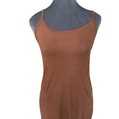Papermoon Brown Sleeveless Midi Slip Dress With Spaghetti Straps & Side Slit Wom