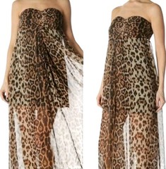 Sans Souci Leopard Print Strapless Maxi Dress Size Medium