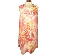 CALVIN KLEIN Plus Size 14W Shift Dress Orange Pink White Sleeveless