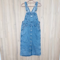 Levi&rsquo;s Premium Denim Overall Jumper Dress S Blue Midi 90s Y2K Western Americana