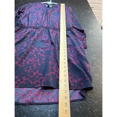 Gap Womens XL Long Sleeve Smocked Waist Mini Dress Burgundy Black Abstract Print