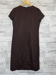 Chicos Vintage 100% Linen Beaded Shift Dress 0.5 US 6 Small Chocolate Brown