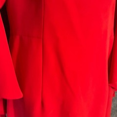 Boston Proper Bell Sleeve Party Dress Womens 8 Red Tiered Sheath Ribbing Chic