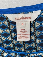 Sundance Boho Patchwork Lined Short Sleeve Shift Dress 100% Silk Size 8