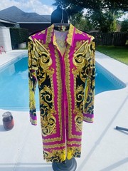 Gianni Versace Long Multi Color Button down long sleeve Dress made in Italy 40