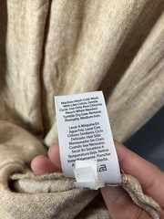 Time and True Dress Womens 22 Beige Linen Blend Maxi Button Up Tie Sleeve Boho