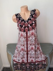 Premise Shift Dress L Cottage Knit Easy Care Bali Paisley Boho $78 Pullover Cute