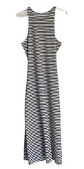 ROXY Navy/White Striped Sleeveless Open Back Stretch Cotton Knit Maxi Dress Sz L