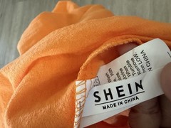 Shein One Shoulder Orange Tiered Peasant Dress Womens Size Medium Boho Smocked