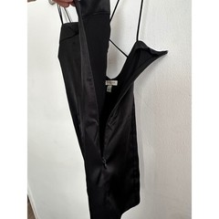 Topshop Petite Black Satin Mini Slip Dress Open Back Minimalist Y2K Elegant Chic