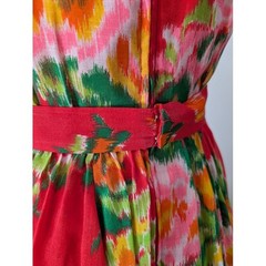 Lanz Originals Vintage Red Floral Maxi Dress Sleeveless Boho Bohemian Size S