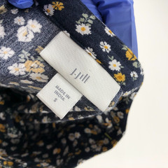 J. Jill Small 100% Rayon Mini Embroidered Dress Blue Floral All Over Print MINT