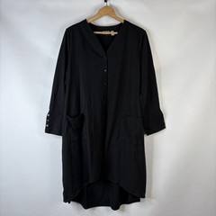 LOGO Lori Goldstein Womens Black Midi Shirt Dress 2XP Black Button Up Pockets