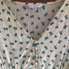 Marks & Spencer X Ghost Ditsy Print Tea Dress Size 18 Butter Yellow Blue Heart