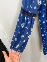 Matilda Jane Long Sleeve Pleated Dress Size M Blue Floral Cottagecore Peasant