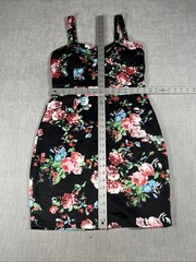 JustFab Black Floral Dress Size L