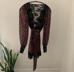 for love and lemons sheer lace dress/robe with tie detail 🥀
