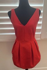 NWT Banana Republic Red Tulip Hem Cocktail Dress XS Pockets Sleeveless Mini