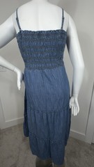 AK Jeans Chambray Smocked Midi Dress Blue Adjustable Straps Women’s XL