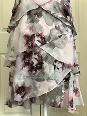 NWT Ignite Evenings size 6 pink grey black floral sleeveless ruffled dress