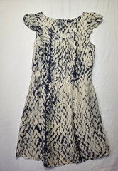 Gap Womens Tie Dye Gray Print Scoop Neck Tie Back Flutter Sleeve A-Line Dress XL