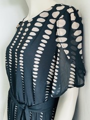 BNWT Love & Roses Black Spotty Pleated Midi Dress Size 14 Lined Free P&P