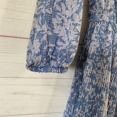 Michael Kors Long Sleeve Cold Shoulder Dress XS Blue Floral Keyhole Tie Lined