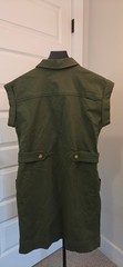 Loft Olive Green Button-Front Utility Dress with Cap Sleeves