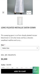 John Paul Ataker New York NEW Metallic Silver Gown Size 40 $3,550.00