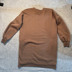 Zenana Oversized Sweatshirt Tunic Dress Small Brown Cotton Blend Pockets