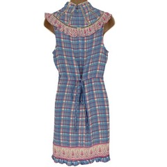Plenty by Tracy Reese Anthropologie Plaid Floral Ruffle Mini Dress Pink Combo S