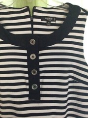 WOMEN&rsquo;S SZ S PREMISE DRESS black & white Sleeveless Stripe pockets Retro NAUTICA