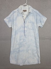 Michael Stars Shirt Dress S Small Sky Blue Half Zip Chambray Tencel Linen Tunic