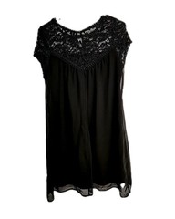 New « As U Wish » Black Sheer Lined Shift Dress Women&rsquo;s Large Lace Girly Party NWT