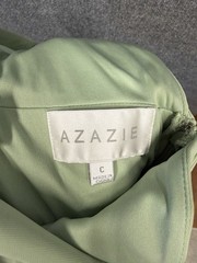 Azazie Womens Formal with front slit, Sheer Long Sleeve, Green Dress