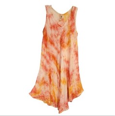 India Boutique Boho Tie Dye Embroidered Midi Dress Cover Up Sleeveless One Size